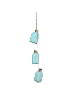 Hanging Three Green Glass Bottle ornament Hanging Three Green Glass Bottle ornament